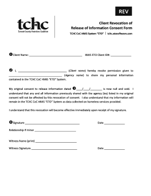 Client Revocation of Release of Information Consent Form