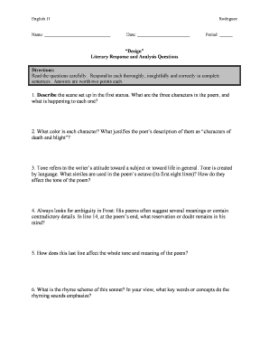 English 11 Literary Response and Analysis Questions