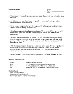 Classroom Rules Agreement