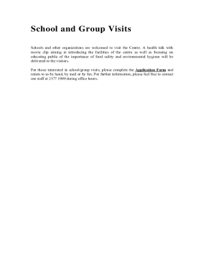 Application Form for School/Organization Visits