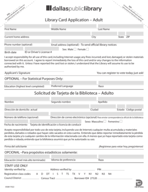Library Card Application – Adult