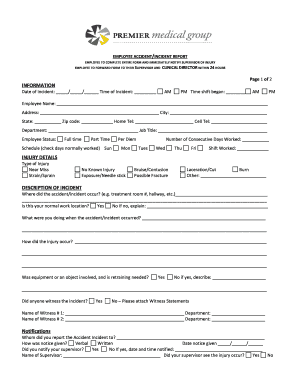 Employee Accident Incident Report