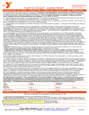 YMCA Camp Erdman Family Camp Participation Agreement