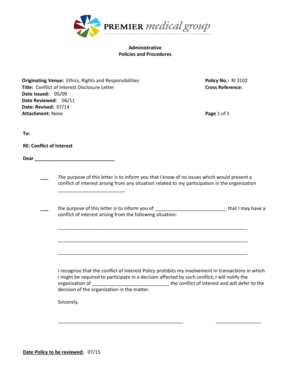 Conflict of Interest Disclosure Letter
