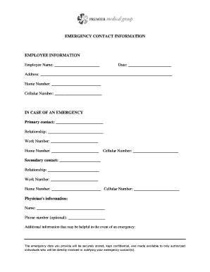 Emergency Contact Information Form