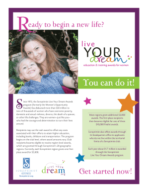 Soroptimist Live Your Dream Awards Application