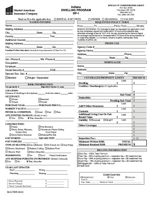 Indiana Dwelling Insurance Application Form