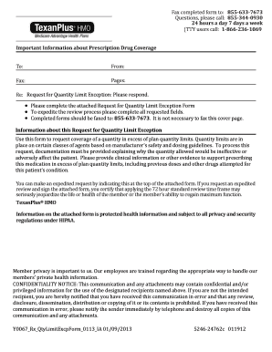 Request for Quantity Limit Exception Form