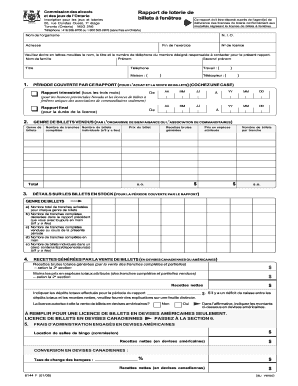 Rapport de loterie de billets à fenêtres
