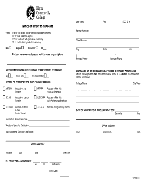 Notice of Intent to Graduate