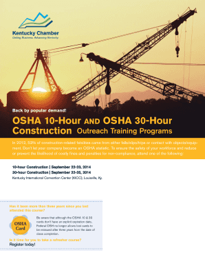 OSHA 10-Hour and 30-Hour Construction Outreach Training Programs