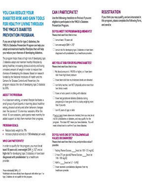 YMCA Diabetes Prevention Program Registration Form