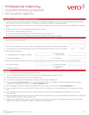 Professional Indemnity Supplementary Proposal Form