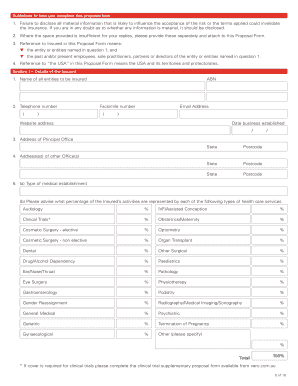 Medical Malpractice Insurance Proposal Form