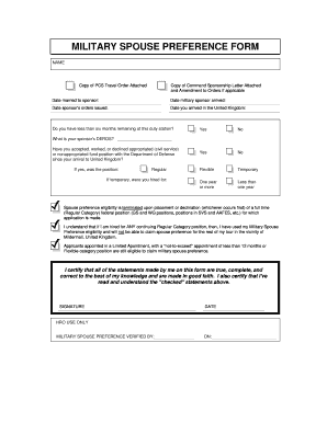 Military Spouse Preference Form