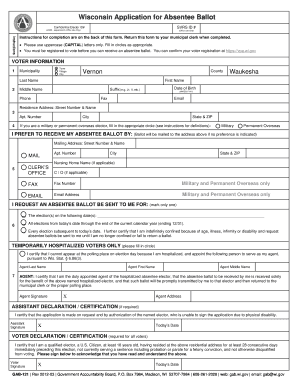 Wisconsin Application for Absentee Ballot