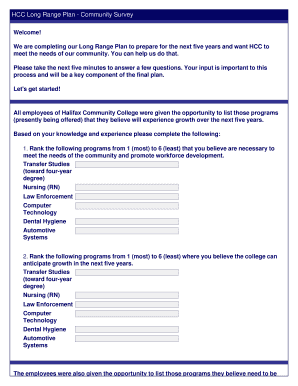HCC Long Range Plan Community Survey