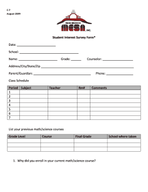 C-7 Student Interest Survey - nmmesa