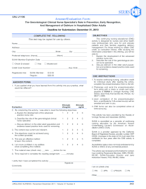 Delirium Management Evaluation Form