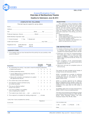Genitourinary Trauma Evaluation Form