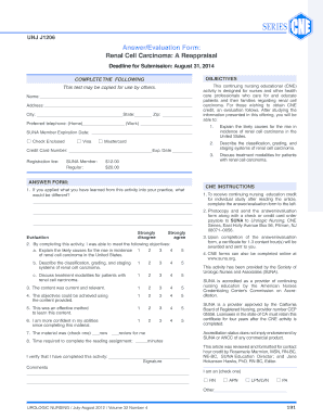Renal Cell Carcinoma Evaluation Form
