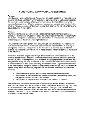 Functional Behavioral Assessment Form