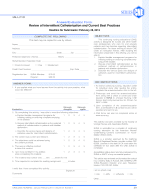 Intermittent Catheterization Review Form