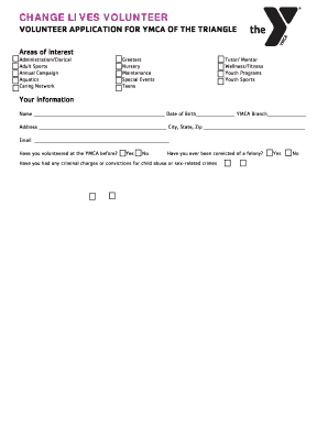YMCA Volunteer Application Form