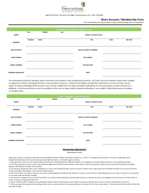 Greenwood Credit Union Share Account Membership Form