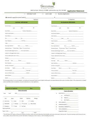 Joint Credit Application