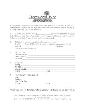 Greenwood House Donation Form
