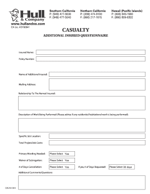 Additional Insured Questionnaire