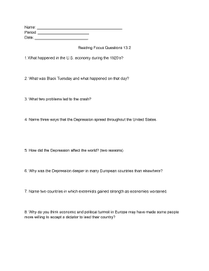 Reading Focus Questions 13.2 Worksheet