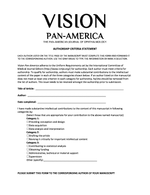 Authorship Criteria Statement