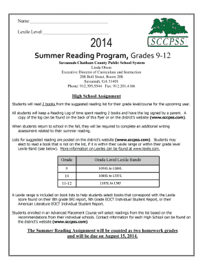 Summer Reading Program Assignment