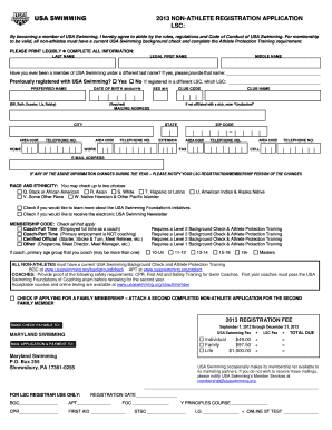 USA Swimming Non-Athlete Registration Application
