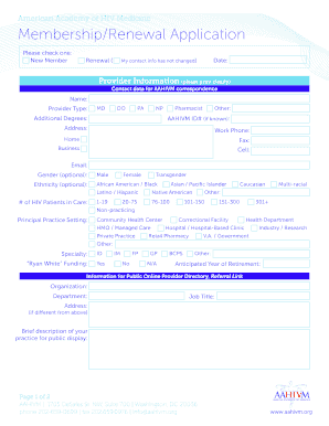 American Academy of HIV Medicine Membership Application
