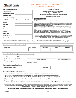 Confirmation of Course Registration