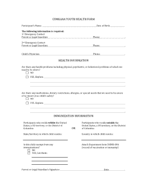 Youth Health Form