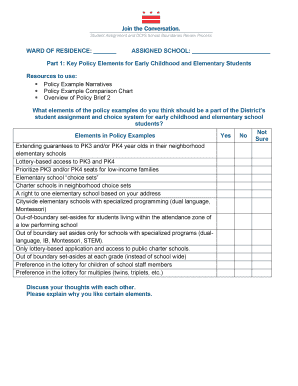 District of Columbia School Assignment Policy Discussion Form