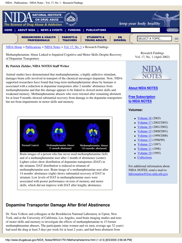 Fillable Online ehd NIDA Publications NIDA Notes Vol. 17, No. 1