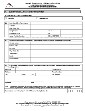 Hawaii EDI Trading Partner Enrollment Form