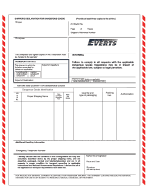 Shipper's Declaration for Dangerous Goods