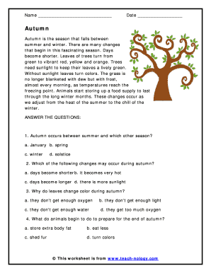 Autumn Season Worksheet