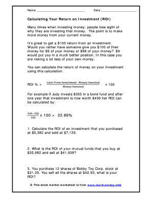 Stock Market ROI Worksheet