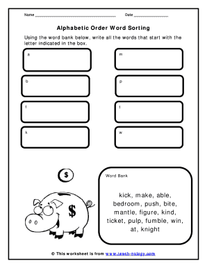 Alphabetic Order Word Sorting Worksheet
