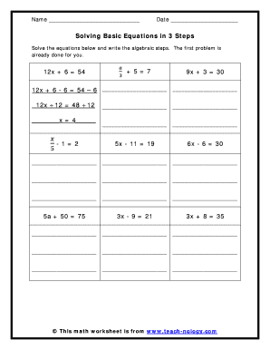 Solving Basic Equations in 3 Steps Grade 7 Math Standards