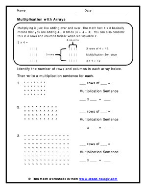 Multiplication with Arrays Worksheet