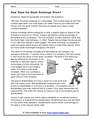 Stock Exchange Worksheet