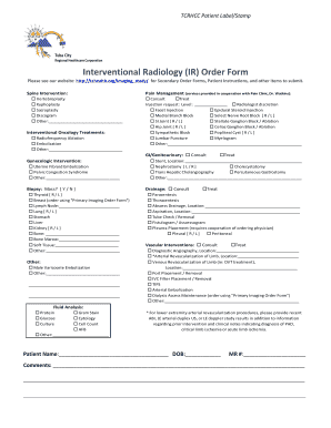 Interventional Radiology Order Form